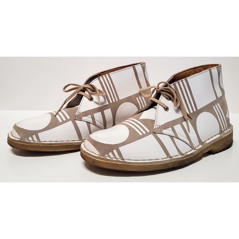 Clarks Original Patternity Collaboration W 8.5 US Desert Boot Taupe & White - Picture 3 of 15
